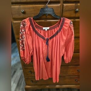 Umgee Coral Embroidered Women's Top, Size XL